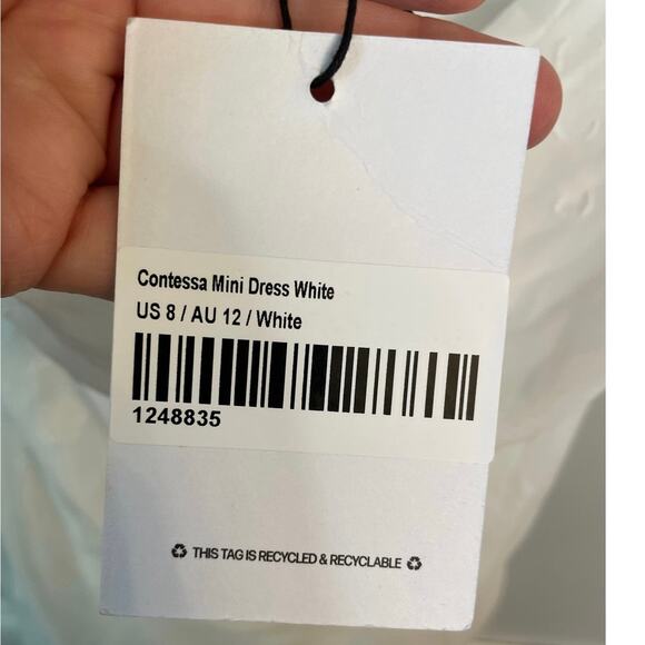 NWT, Princess Polly, Size 8, White Contessa Mini Dress, Cowl Back, Goddess Cloud - Picture 6 of 7